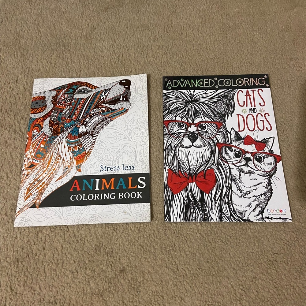 Bundle Coloring Books for Adults - Stress Less Animals & Advanced Cats and Dogs